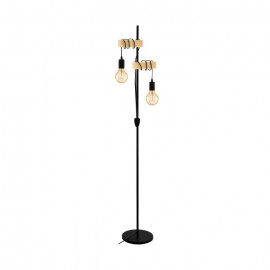 Eglo-Townshend Floor Lamp 2 x 10W E27 Black & Tmber